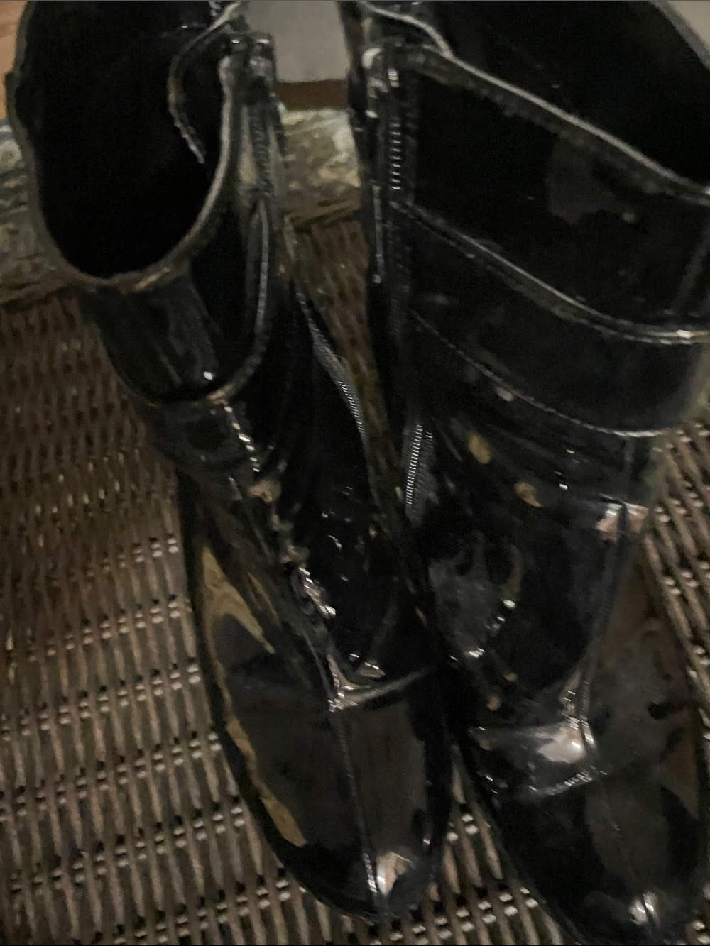 Nine West Black Patent Lace-Up Ankle Boots